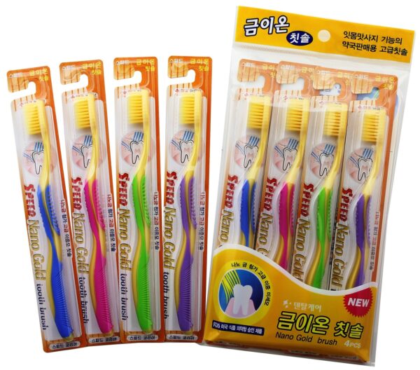 Antibacterial toothbrush with nano gold 3+1