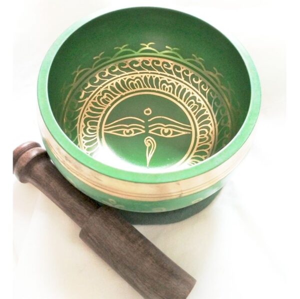 Tibetan singing bowl in green 11 cm