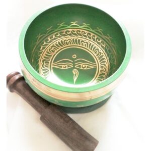 Tibetan singing bowl in green 12 cm