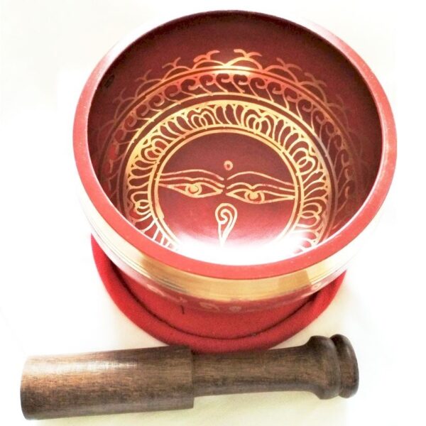 Tibetan singing bowl, red 12 cm