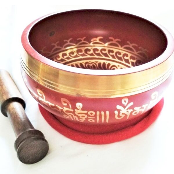 Tibetan singing bowl, red 12 cm