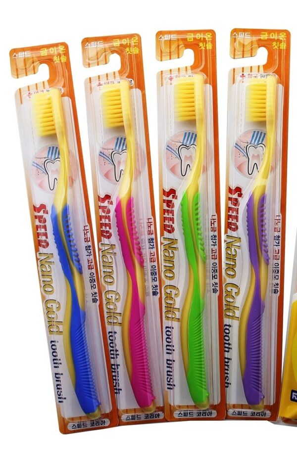 Antibacterial toothbrush with nano gold 3+1