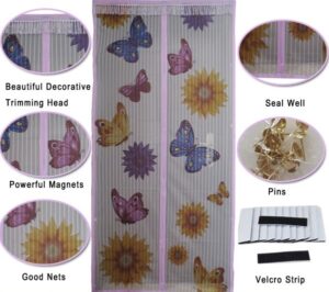 Mosquito net with butterflies and sunflowers