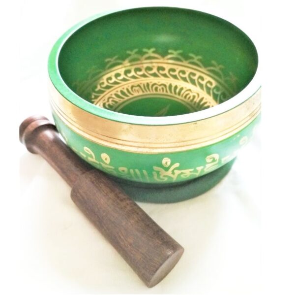 Tibetan singing bowl in green